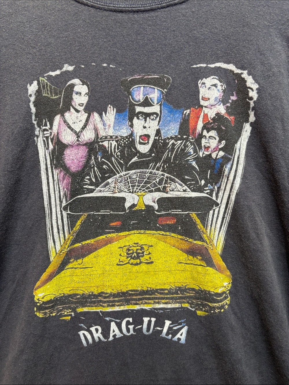 Vintage Drag-U-La Graphic Tee — Black with Yellow Print 2XL - Picture 2 of 7